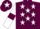 Maroon, white stars, white sleeves, maroon armlets, maroon cap, white star