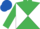 Emerald Green and White diabolo, Emerald Green sleeves, Royal Blue cap