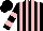 Black and pink stripes, hooped sleeves, black cap