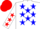 White, Blue Stars, Red Stars on Sleeves, Red Cap