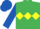 Emerald Green, Yellow triple diamond, Royal Blue sleeves and cap