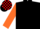 Black, Orange sleeves, Black and Red check cap