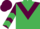 EMERALD GREEN, maroon chevron, maroon sleeves, emerald green chevrons, maroon cap