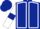 Dark blue, white seams, white sleeves, dark blue armlets, dark blue cap