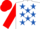 White, Royal Blue Stars, Red Sleeves, Red Cap, Blue Pompon