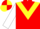 Red, Yellow chevron, White sleeves, Red and Yellow quartered cap