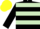 Black, Light Green hoops, yellow cap