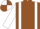 Brown, white braces and sleeves, quartered cap