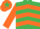 EMERALD GREEN & ORANGE CHEVRONS, orange sleeves, orange cap, emerald green star