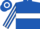 Royal Blue, White hoop, striped sleeves