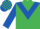 EMERALD GREEN, royal blue chevron & sleeves, check cap