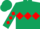 DARK GREEN, red triple diamond, red diamonds on sleeves, dark green cap