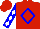Red, Blue Diamond Frame, White Diamonds on Blue Sleeves