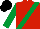 RED, emerald green sash & sleeves, black cap