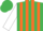 Emerald Green and Orange stripes, White sleeves, Emerald Green cap