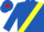 ROYAL BLUE, yellow sash, royal blue cap, red diamond