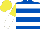 Royal Blue, White hoops, Yellow and White halved sleeves, Yellow cap