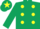 DARK GREEN, yellow spots, dark green sleeves, yellow star on cap