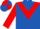 ROYAL BLUE, red chevron & sleeves, red & royal blue quartered cap