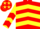RED & YELLOW CHEVRONS, yellow sleeves, red chevrons, red cap, yellow stars