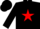 Black, gold and red star, black cap