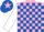 Pink and Royal Blue check, White sleeves, Royal Blue cap, Pink star