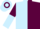 Light Blue and Maroon (halved), sleeves reversed, Light Blue and Maroon hooped cap
