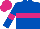 Royal blue, cerise hoop, armlets and cap