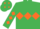Emerald Green, Orange triple diamond, diamonds on sleeves and diamonds on cap