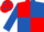Red and Royal Blue (quartered), quartered sleeves, Red cap, Royal Blue spots