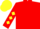 Red, Yellow diamonds on sleeves, Yellow cap