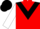 RED, black chevron, white sleeves, black cap
