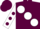 Maroon, large White spots, White sleeves, Maroon spots and spots on cap