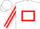 WHITE, red hollow box, striped sleeves, white cap