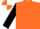 ORANGE, black sleeves, orange & white quartered cap