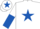 White, Royal Blue star, White and Royal Blue halved sleeves, White cap, Royal Blue star