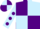 PURPLE & LIGHT BLUE QUARTERED, light blue sleeves, purple spots, light blue & purple quartered cap