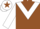 BROWN, white chevron, white sleeves, brown armlet, white cap, brown star