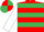 RED & EMERALD GREEN HOOPS, white sleeves, red & emerald green quartered cap