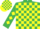 Emerald Green and Yellow check, diamonds on sleeves, check cap