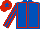Royal Blue, Red seams, striped sleeves, Red cap, Royal Blue star