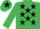 Emerald Green, Black stars, Emerald Green sleeves, Emerald Green cap, Black star