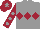 Grey, Maroon triple diamond, Maroon sleeves, Grey spots, Maroon cap, Grey star