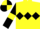 Yellow, Black triple diamond, Black sleeves, Yellow armlets, quartered cap