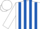White, royal blue stripes, white cap