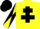Yellow, Black Cross of Lorraine, diabolo on sleeves, Black cap
