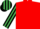 RED, black & emerald green striped sleeves & cap