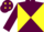 Maroon and Yellow diabolo, Maroon sleeves, Maroon cap, Yellow diamonds