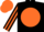 Black, Orange disc, striped sleeves and cap