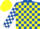 Royal Blue and Yellow check, Royal Blue and White check sleeves, Yellow cap